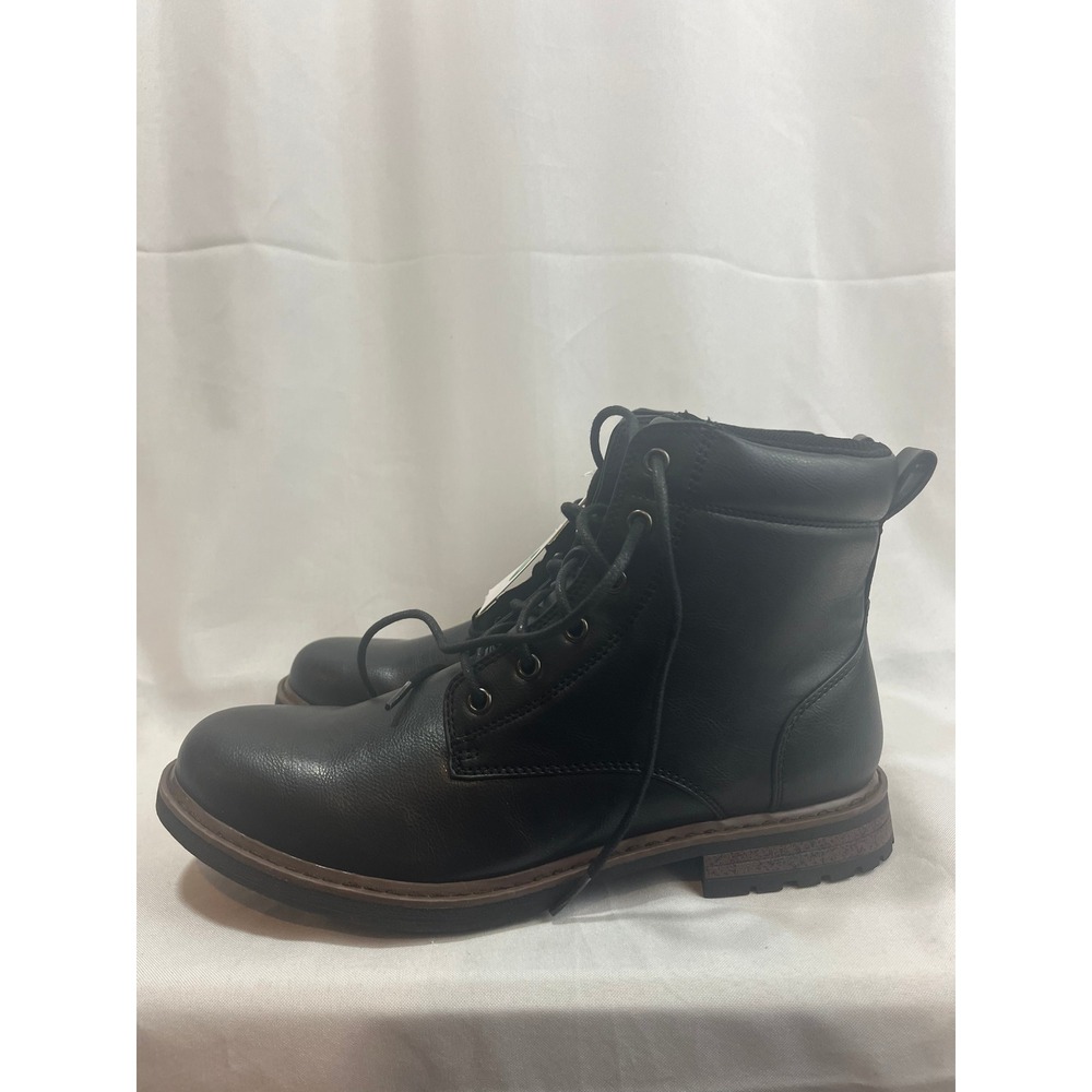 Goodfellow & Co Mens Black Lace Up Combat Boots Faux Leather‎ Lug Sole Size 10